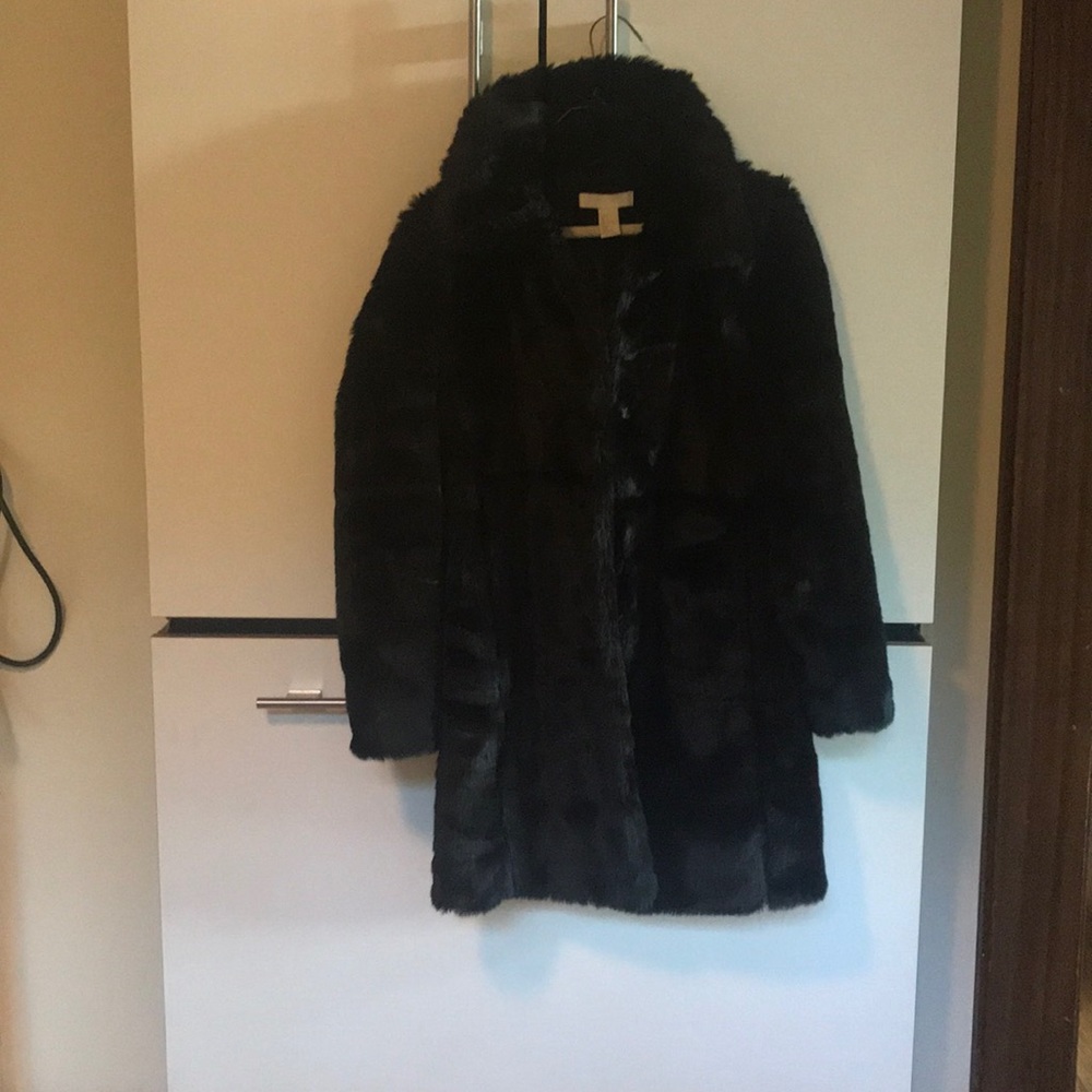 Black faux fur jacket